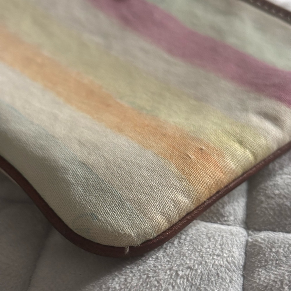 Coach Pastel Rainbow Stripe Wristlet – Watercolor Logo Print - Picture 8 of 9